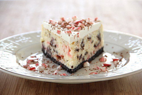 White Chocolate Peppermint Bark Cheesecake