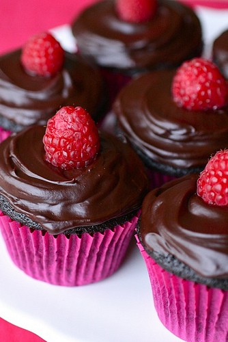 Double Chocolate Raspberry Cupcakes
