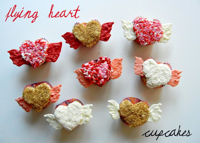 Flying Heart Cupcakes