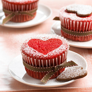 Red Velvet Heart and Cookie Cupcakes