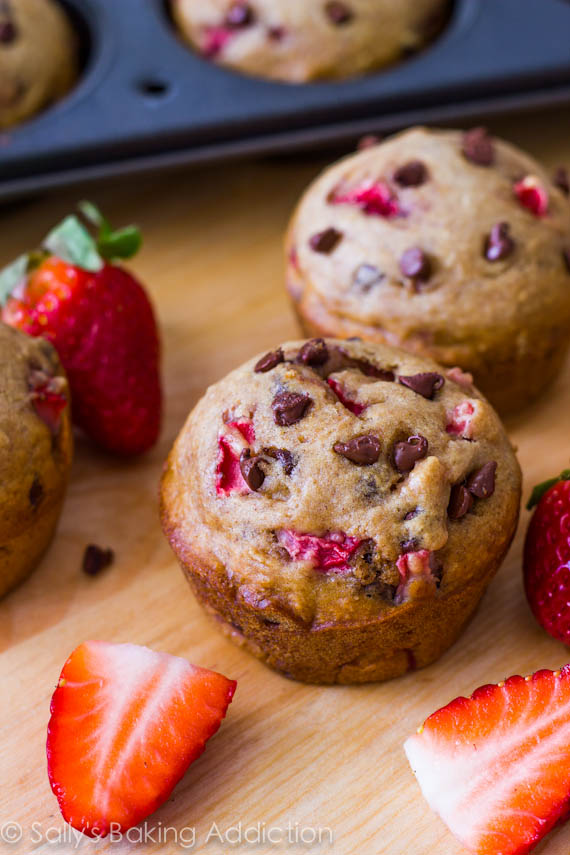 Skinny Strawberry Chocolate Chip Muffins