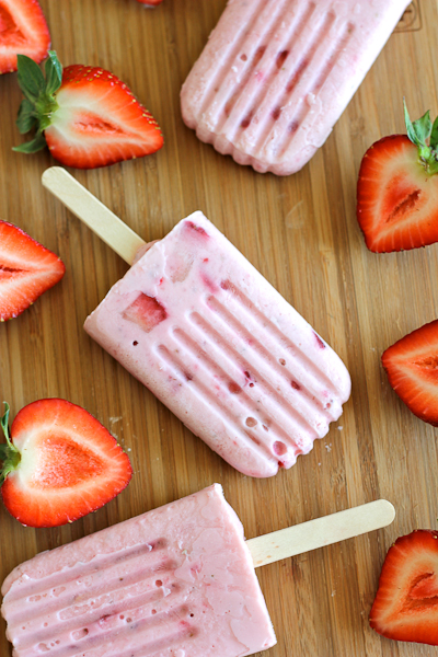Strawberries and Cream Popsicles